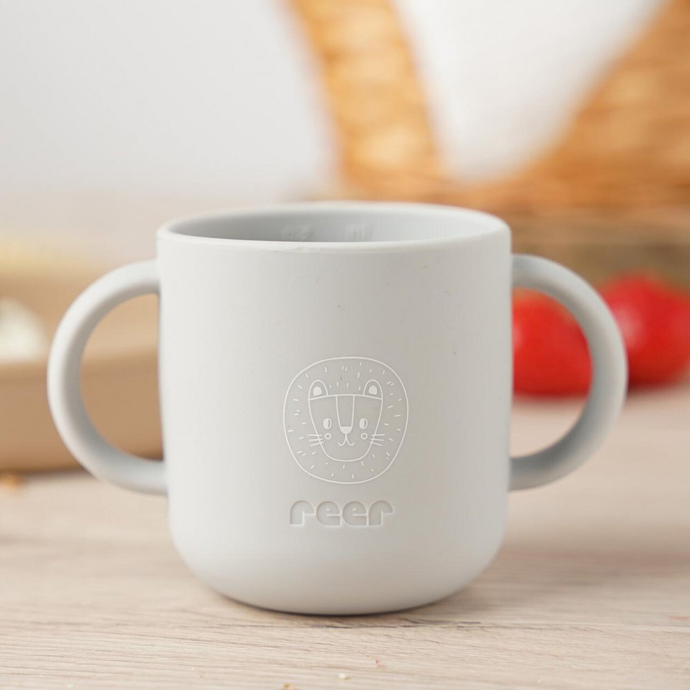 REER Set 4 piese vesela din silicon pentru copii fara BPA lavabile in masina de spalat vase Bej