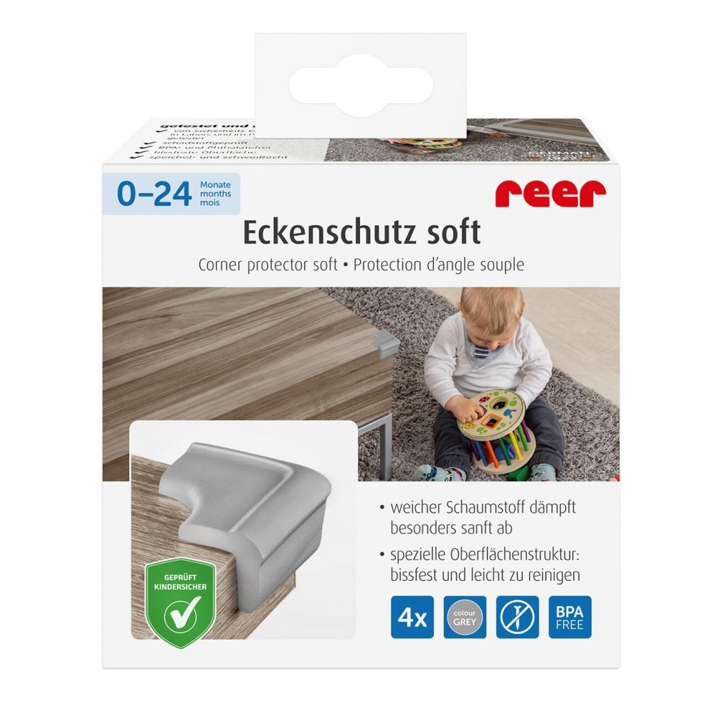 REER Set 4 protectii de colturi din spuma poliuretan cu banda adeziva 3M gri