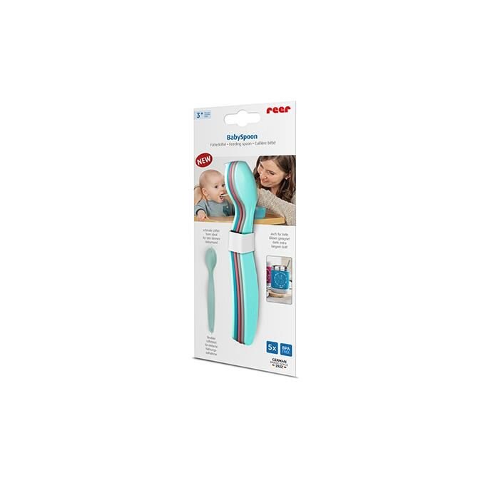 REER Set 5 lingurite hranire bebelusi flexibile cu maner anatomic 3+ luni BabySpoon 23022