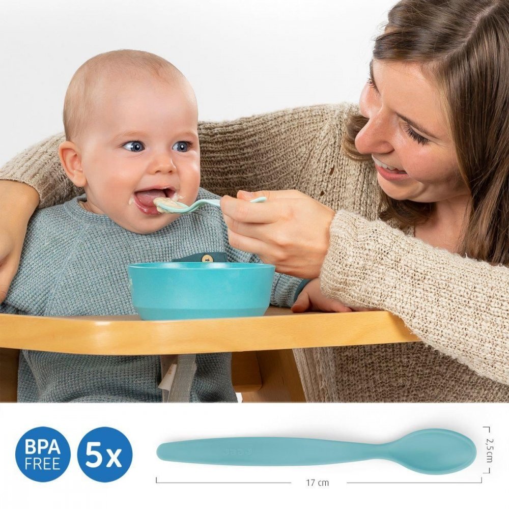 REER Set 5 lingurite hranire bebelusi flexibile cu maner anatomic 3+ luni BabySpoon 23022