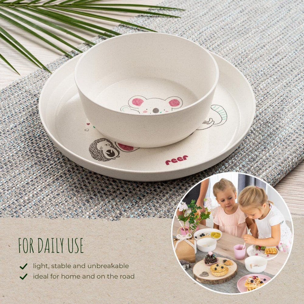 REER Set 5 piese Growing vesela pentru mancarea copiilor din materiale naturale