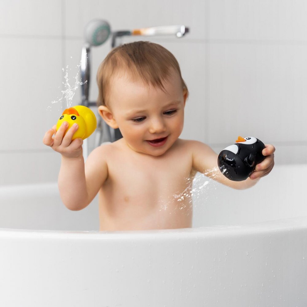 REER Set jucarii de baie din silicon pentru bebelusi MyHappyBath Toys 6+ luni