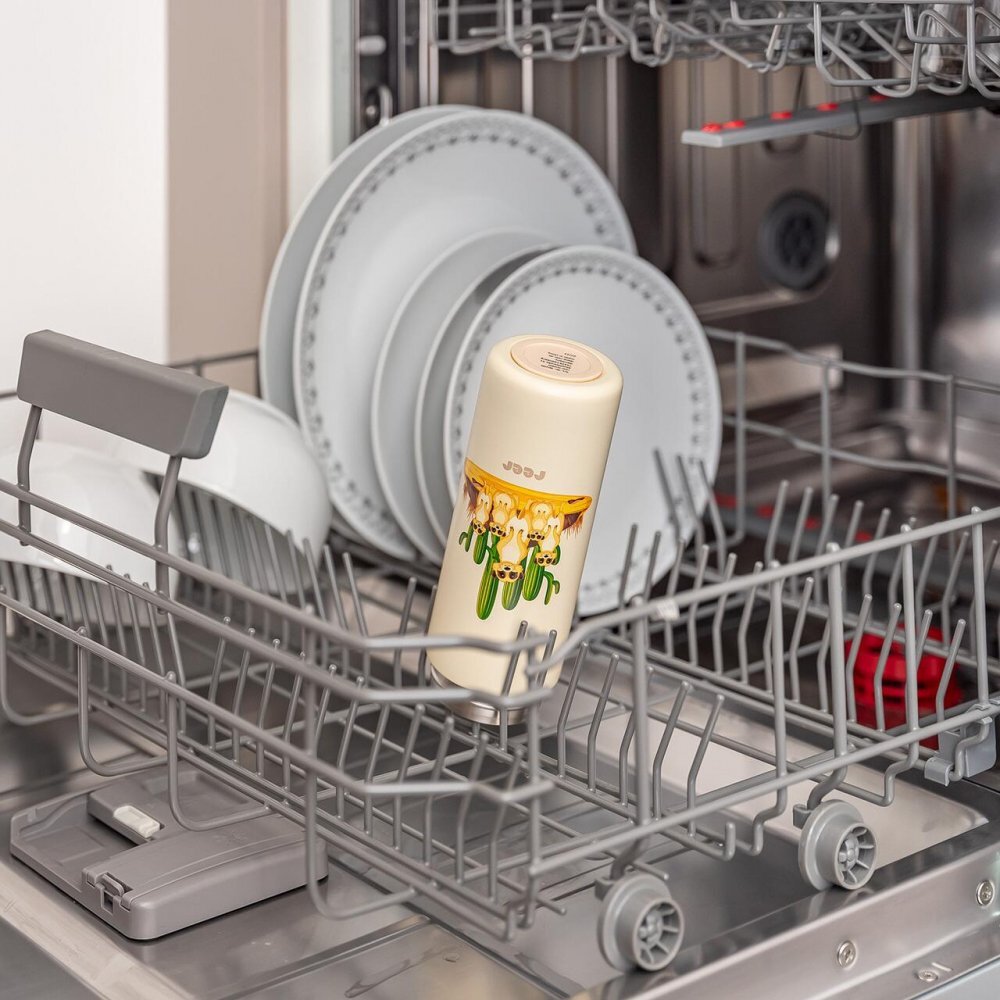 REER Sticla de baut cu pai din otel inoxidabil 350ml alb-crem