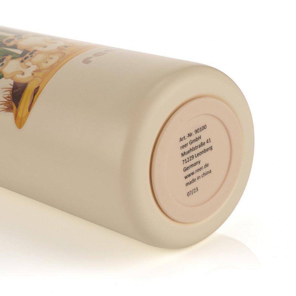 REER Sticla de baut cu pai din otel inoxidabil 350ml alb-crem