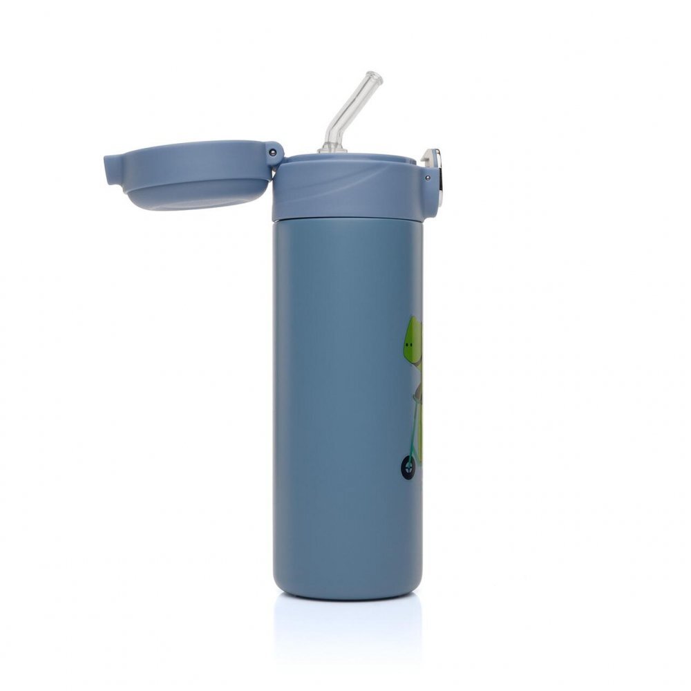 REER Sticla de baut cu pai din otel inoxidabil 350ml albastru