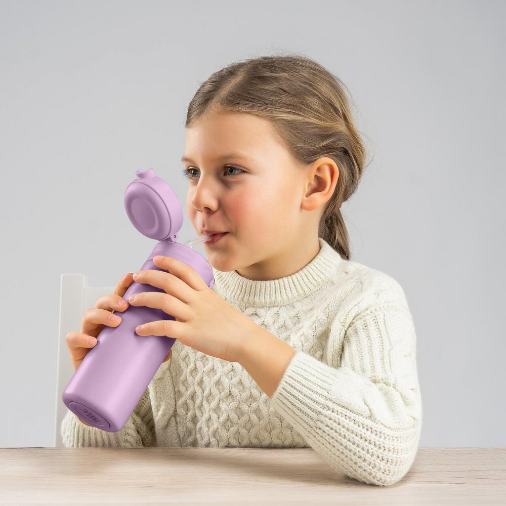 REER Sticla de baut cu pai din otel inoxidabil 350ml violet