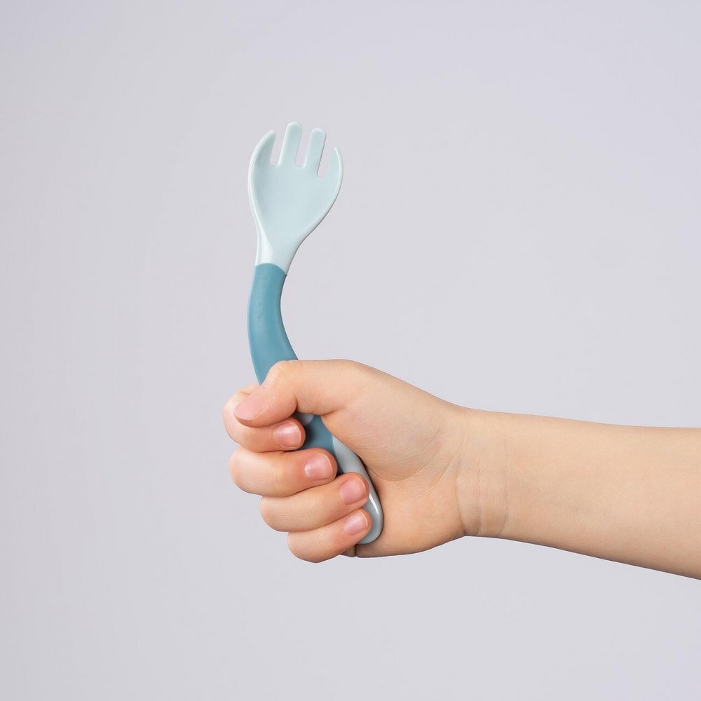 REER Tacamuri flexibile pentru copii lingurita si furculita fara BPA albastru 6+ luni