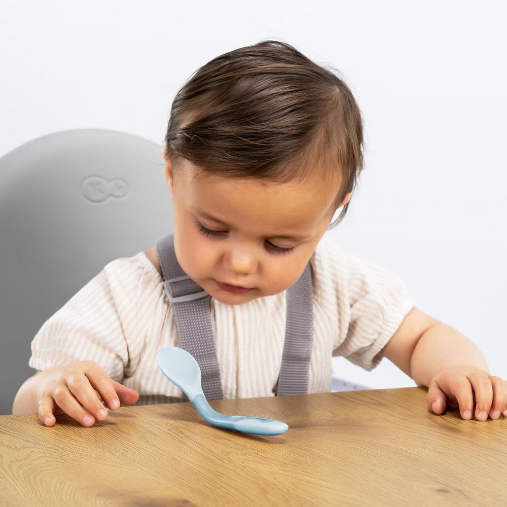REER Tacamuri flexibile pentru copii lingurita si furculita fara BPA albastru 6+ luni