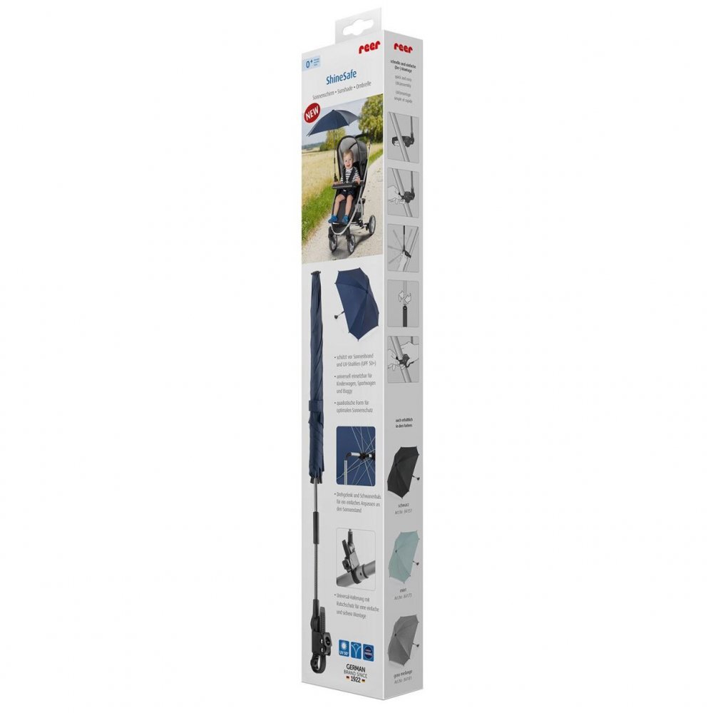 REER Umbreluta de soare ajustabila cu protectie solara UV 50+ pentru carucior bebelusi albastra ShineSafe Blue 84163