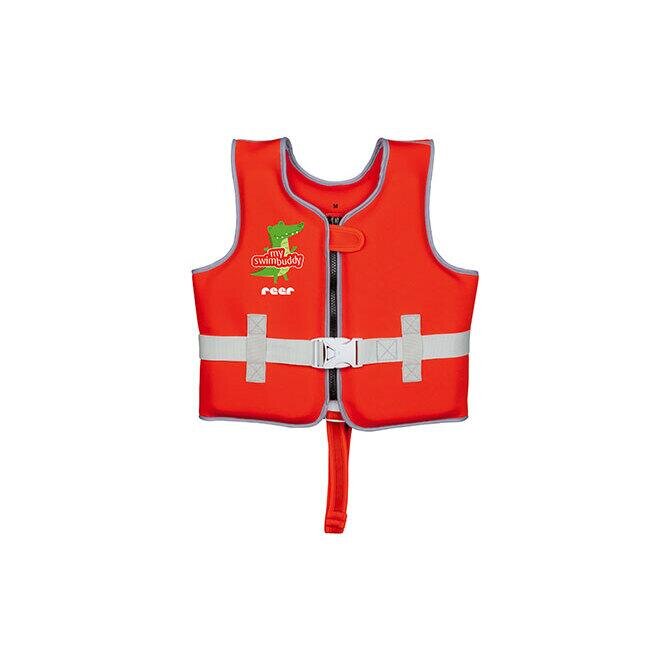 REER Vesta de inot pentru copii ajustabila 3-6 ani marimea M rosie cu imprimeu crocodil MySwimBuddy Swim Vest