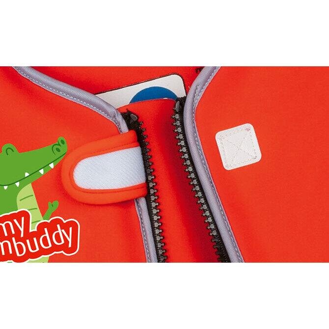 REER Vesta de inot pentru copii ajustabila 3-6 ani marimea M rosie cu imprimeu crocodil MySwimBuddy Swim Vest