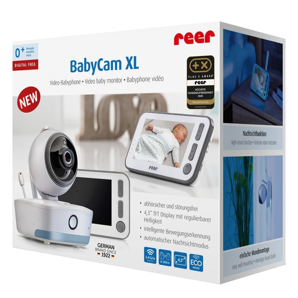 REER Video monitor digital pentru bebelusi cu camera rotativa si urmarire inteligenta a miscarii BabyCam XL 80440
