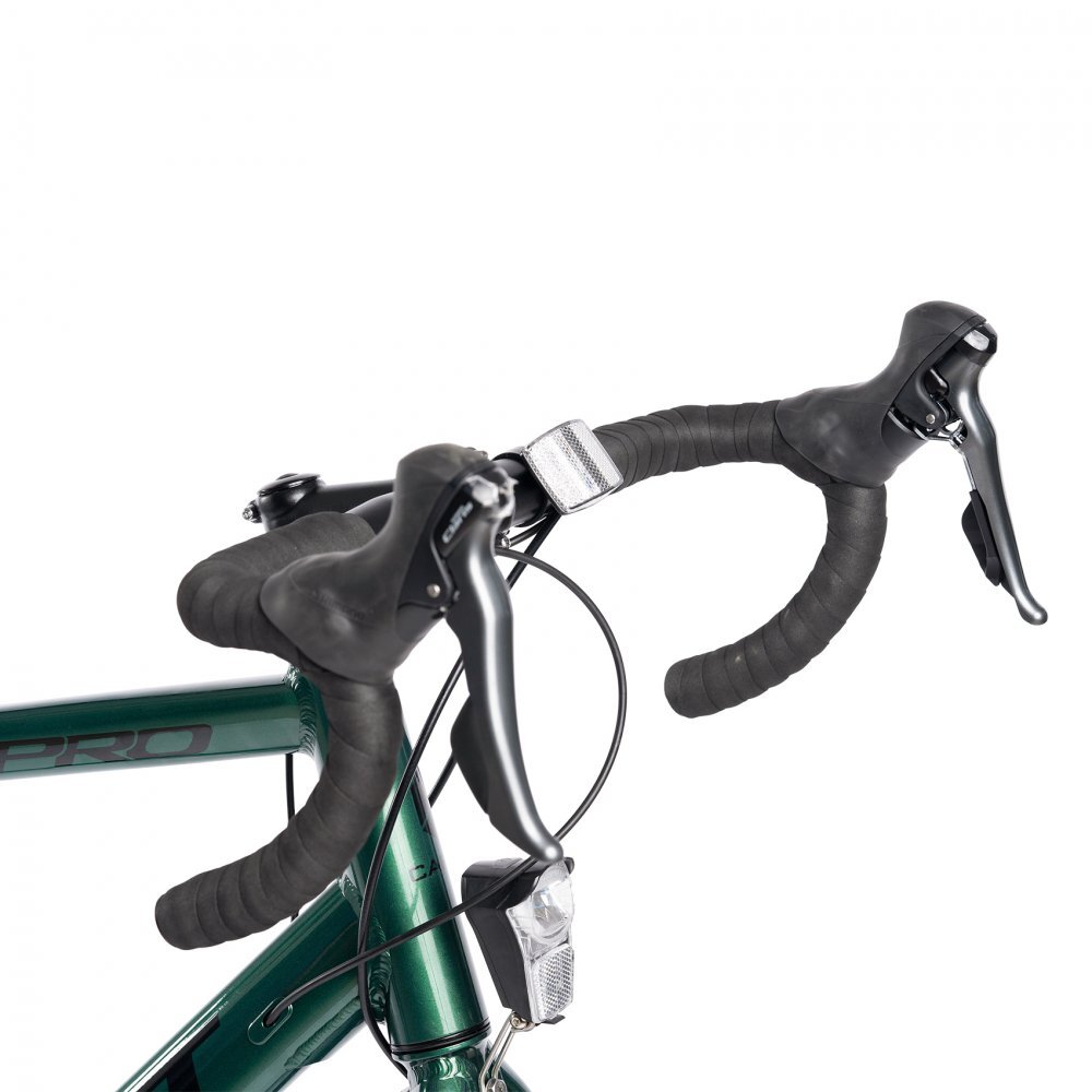 Rich Bicicleta Carpat Pro C27216C VerdeNegru de orassosea tip semicursiera roti 28 inch 16 viteze inaltime utilizator 170-195 cm greutate suportata 120 kg