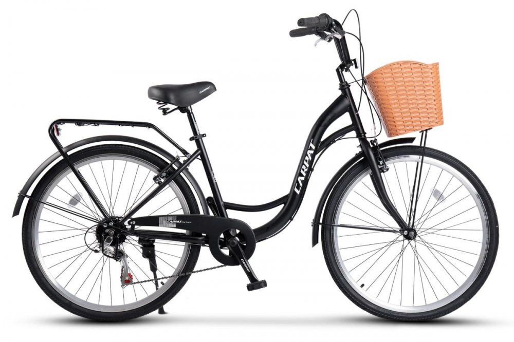 Rich Bicicleta City Carpat C26263A NegruAlb roti 26 inch 7 viteze inaltime utilizator 150-165 cm greutate suportata 120 kg