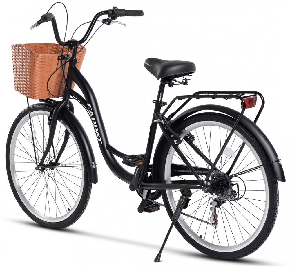Rich Bicicleta City Carpat C26263A NegruAlb roti 26 inch 7 viteze inaltime utilizator 150-165 cm greutate suportata 120 kg