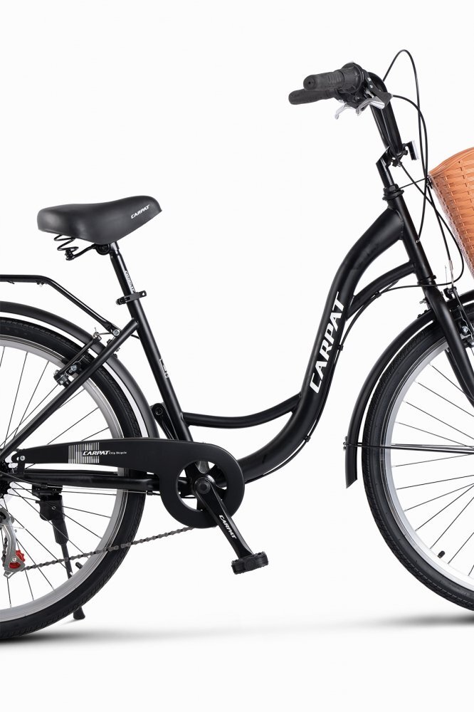 Rich Bicicleta City Carpat C26263A NegruAlb roti 26 inch 7 viteze inaltime utilizator 150-165 cm greutate suportata 120 kg