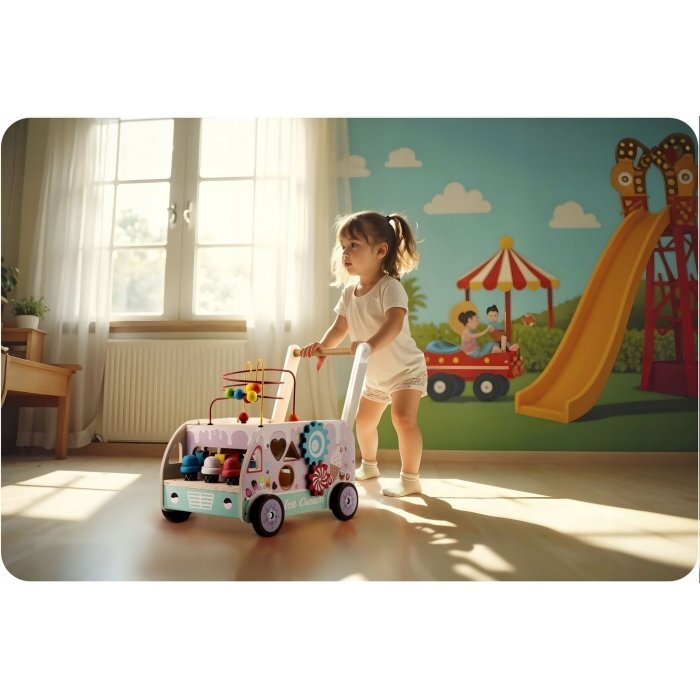Ricokids Antemergator din lemn tip magazin cu inghetata si diverse activitati 48 x 27.5 x 40.5 cm RK-873