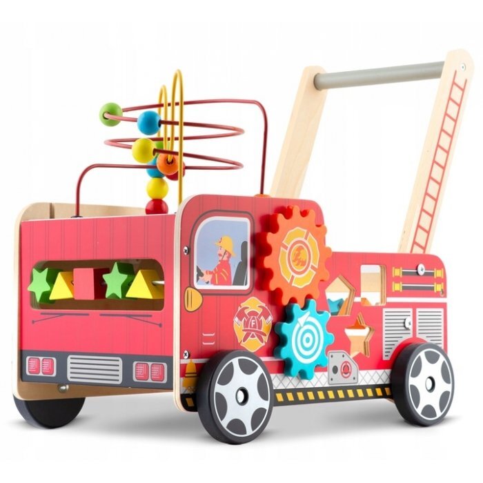 Ricokids Antemergator din lemn tip masina de pompieri si diverse activitati 48 x 27.5 x 40.5 cm RK-873