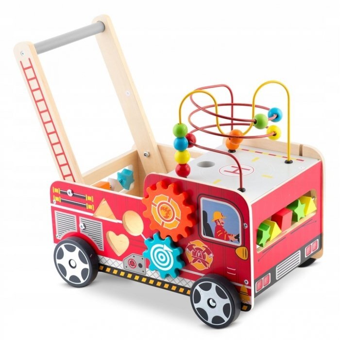 Ricokids Antemergator din lemn tip masina de pompieri si diverse activitati 48 x 27.5 x 40.5 cm RK-873