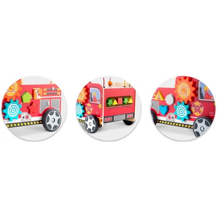 Ricokids Antemergator din lemn tip masina de pompieri si diverse activitati 48 x 27.5 x 40.5 cm RK-873