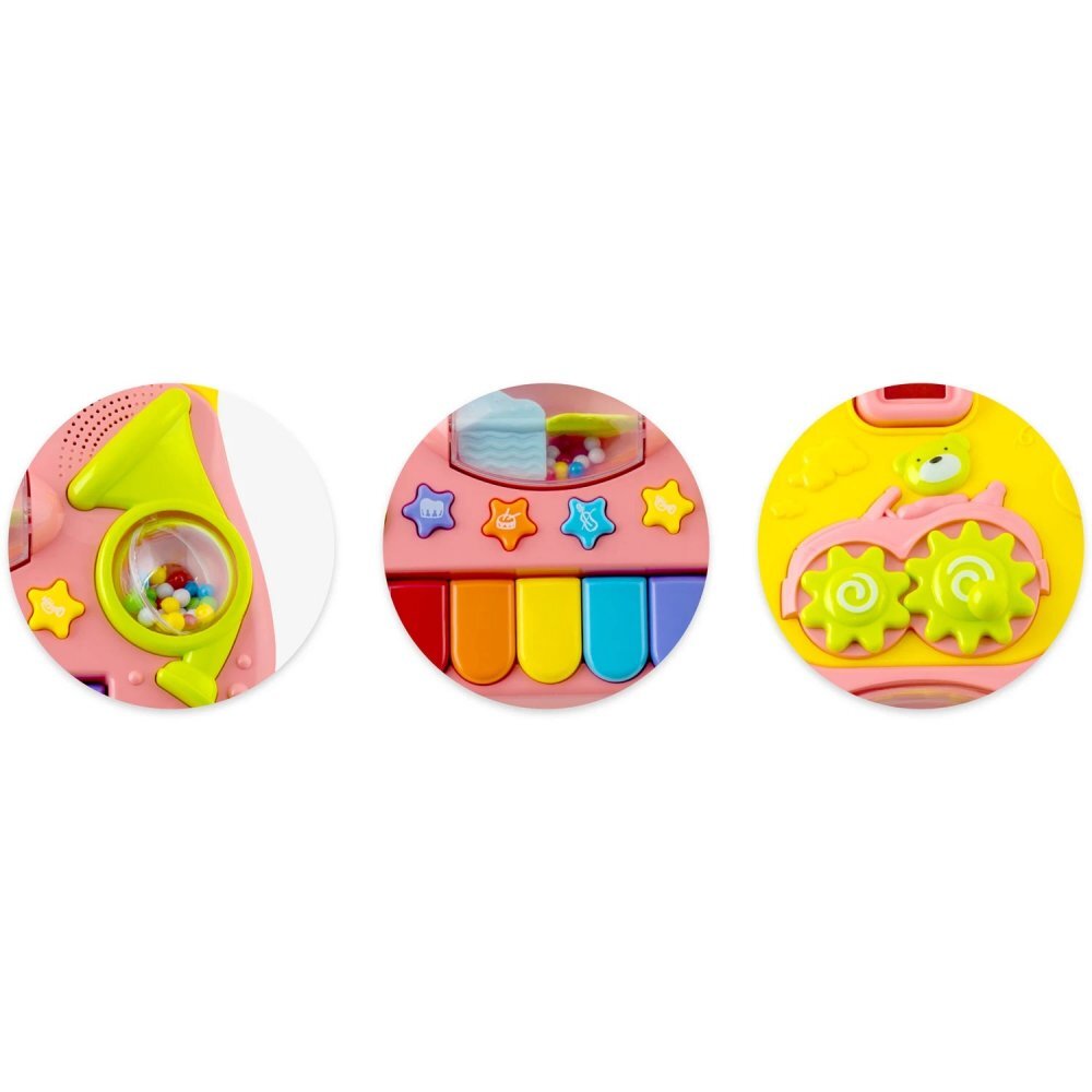 Ricokids Antepremergator educational multifunctional 2in1 Walker Car Roz cu panou interactiv detasabilpianangrenaje mobilezornaitoriroti cu blocare
