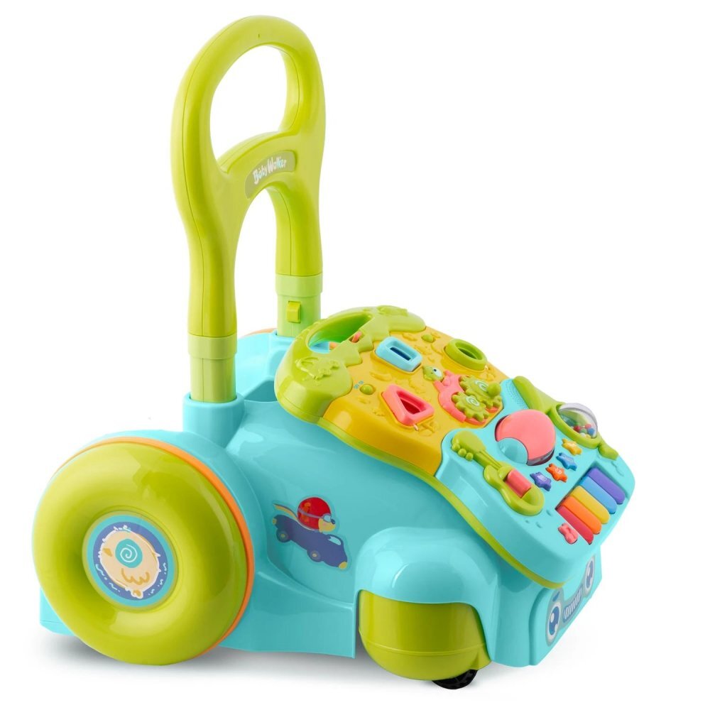 Ricokids Antepremergator educational multifunctional 2in1 Walker Car Turcoaz cu panou interactiv detasabilpianangrenaje mobilezornaitoriroti cu blocare