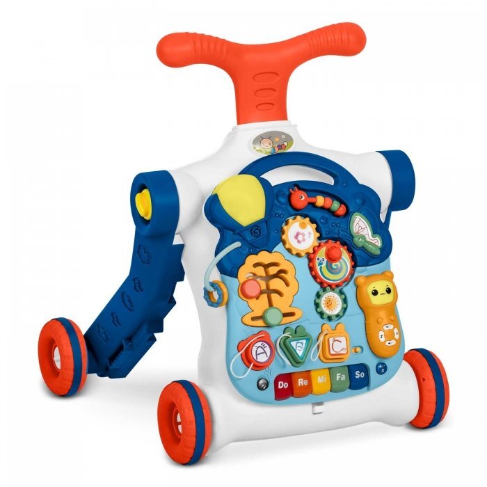 Ricokids Antepremergator educational transformabil 4 in 1 Albastru cu panou interactiv detasabiltransformabil in masuta de activitativehicul fara pedale sau trotineta33 melodiivolum reglabil
