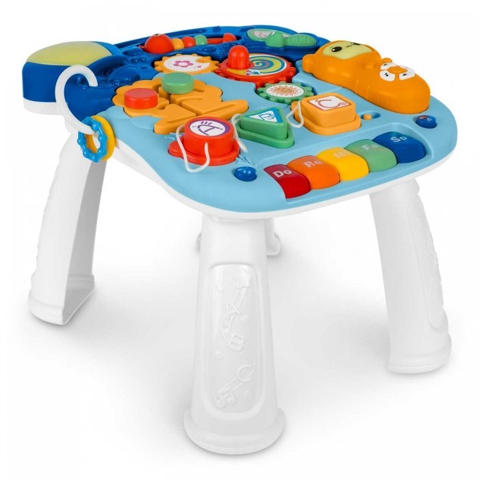 Ricokids Antepremergator educational transformabil 4 in 1 Albastru cu panou interactiv detasabiltransformabil in masuta de activitativehicul fara pedale sau trotineta33 melodiivolum reglabil