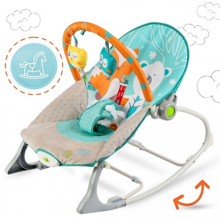 Ricokids Balansoar cu vibratii vulpita si ursul 7309 turcoaz