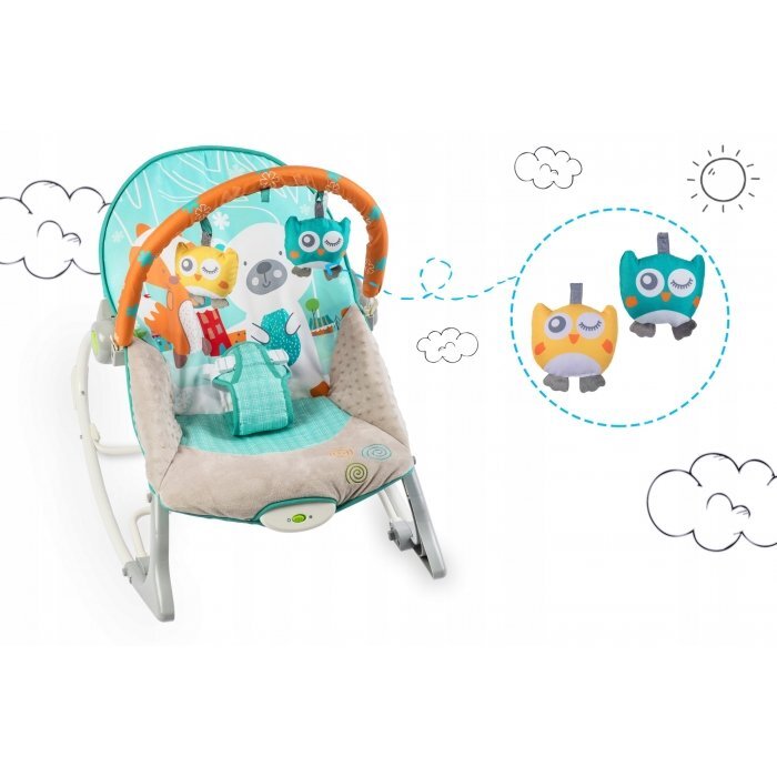 Ricokids Balansoar cu vibratii vulpita si ursul 7309 turcoaz