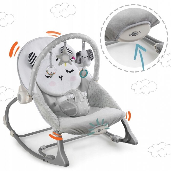 Ricokids Balansoar multifunctional cu vibratii panda 3 jucarii 7323 gri