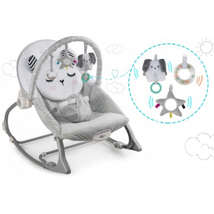 Ricokids Balansoar multifunctional cu vibratii panda 3 jucarii 7323 gri