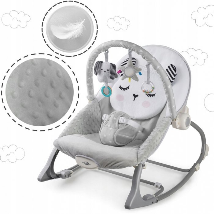 Ricokids Balansoar multifunctional cu vibratii panda 3 jucarii 7323 gri
