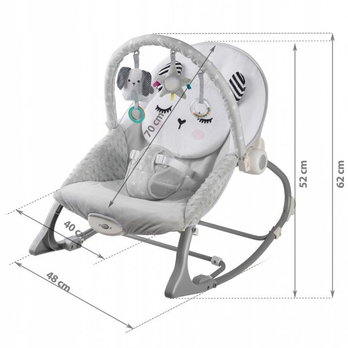 Ricokids Balansoar multifunctional cu vibratii panda 3 jucarii 7323 gri