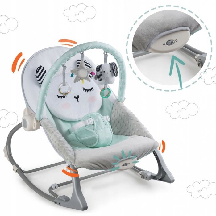 Ricokids Balansoar multifunctional cu vibratii panda 3 jucarii 7324 turcoaz