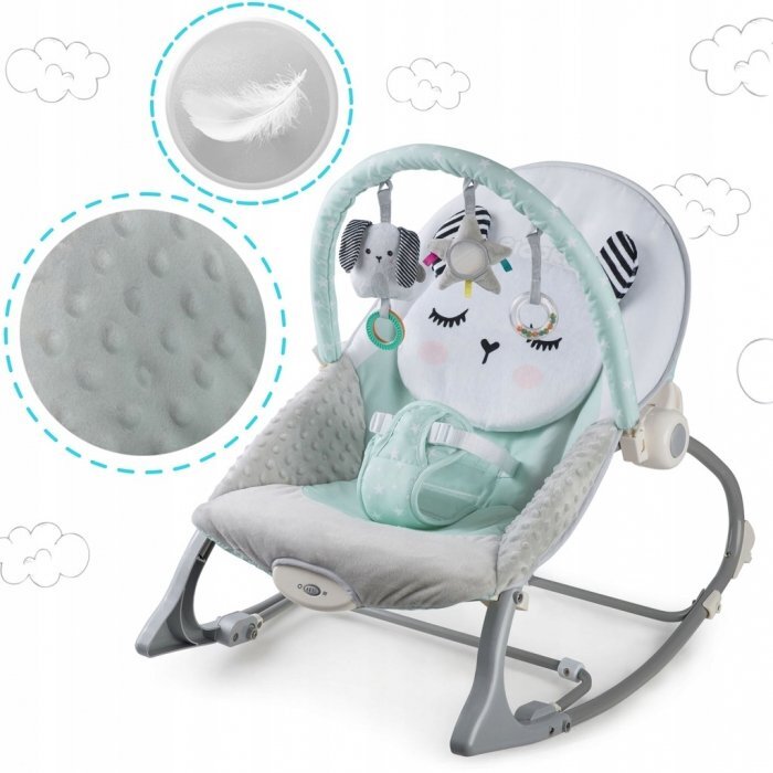 Ricokids Balansoar multifunctional cu vibratii panda 3 jucarii 7324 turcoaz