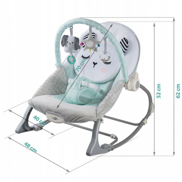 Ricokids Balansoar multifunctional cu vibratii panda 3 jucarii 7324 turcoaz
