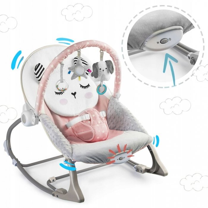 Ricokids Balansoar multifunctional cu vibratii panda 3 jucarii 7325 roz