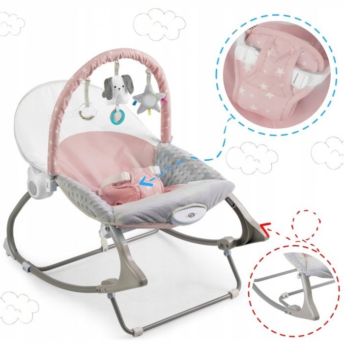 Ricokids Balansoar multifunctional cu vibratii panda 3 jucarii 7325 roz