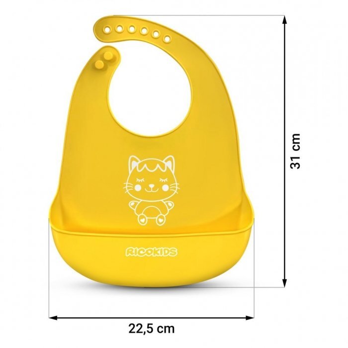 Ricokids Bavetica din silicon cu buzunar 700390 galben