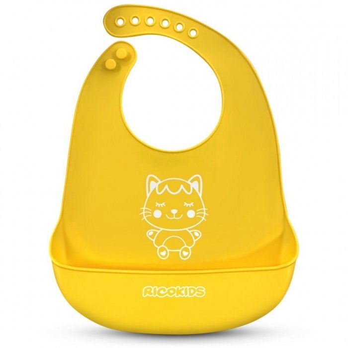 Ricokids Bavetica din silicon cu buzunar 700390 galben