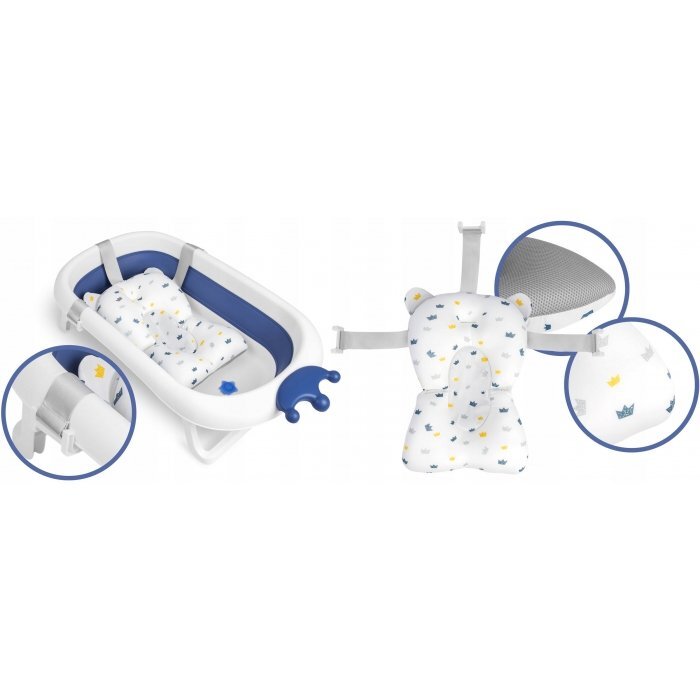 Ricokids Cadita de baie cu dop de scurgere si pernita inclusa albastru