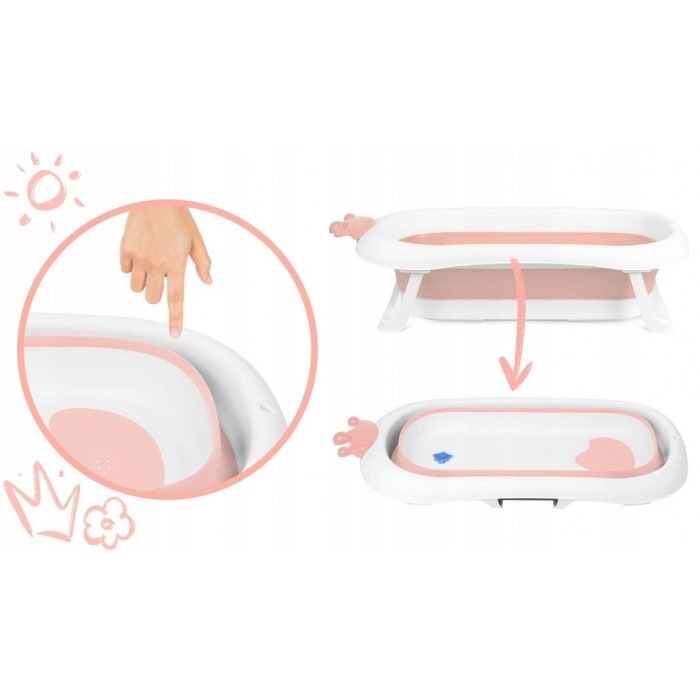 Ricokids Cadita de baie cu dop de scurgere si pernita inclusa roz