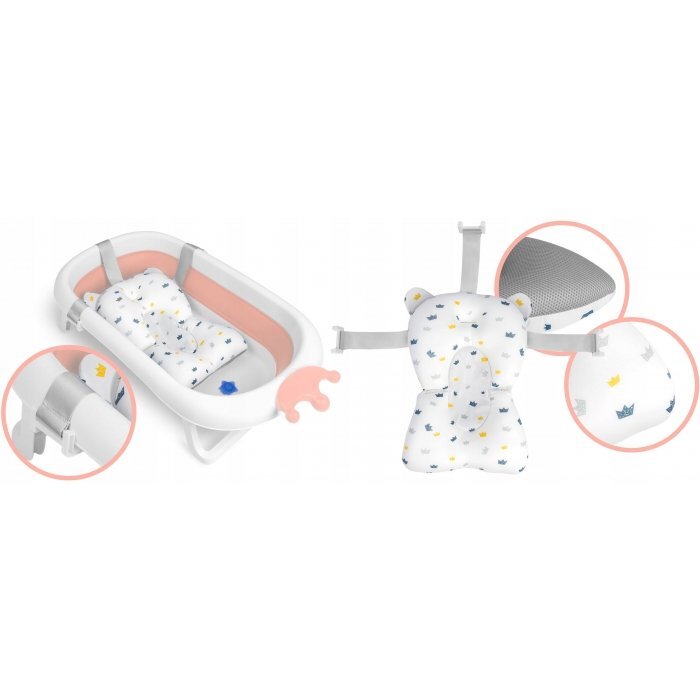 Ricokids Cadita de baie cu dop de scurgere si pernita inclusa roz
