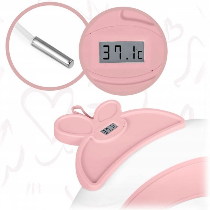 Ricokids Cadita de baie cu dop de scurgere suport si termometru roz