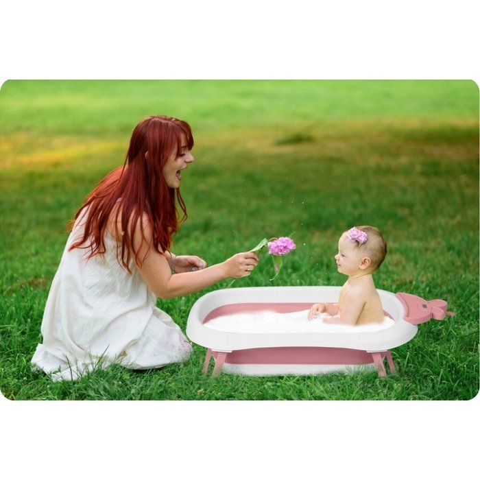 Ricokids Cadita de baie cu dop de scurgere suport si termometru roz