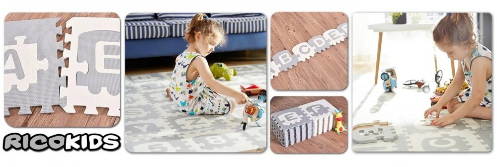 Ricokids Covoras de joaca educational 180 x 180 cm Trenulet Gri cu 36piese litere si cifrerealizat din spuma EVA inodoraantiderapantrezistent la apausor de curatatconfiguratii multipleutilizare cresegradinite