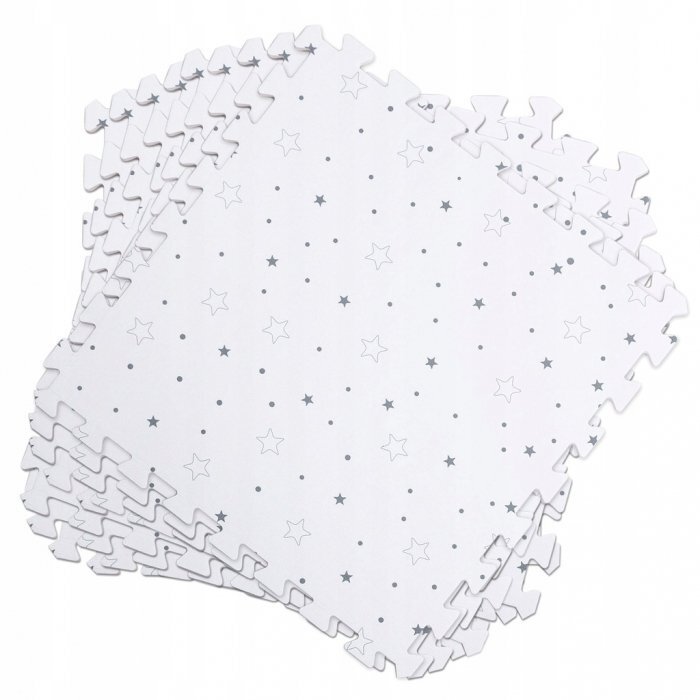 Ricokids Covoras de joaca puzzle 150x150 cm Stelute Gri 9 pieserealizat din spuma EVA inodoraantiderapantrezistent la apausor de curatatconfiguratii multipleutilizare camera copiicresegradinite