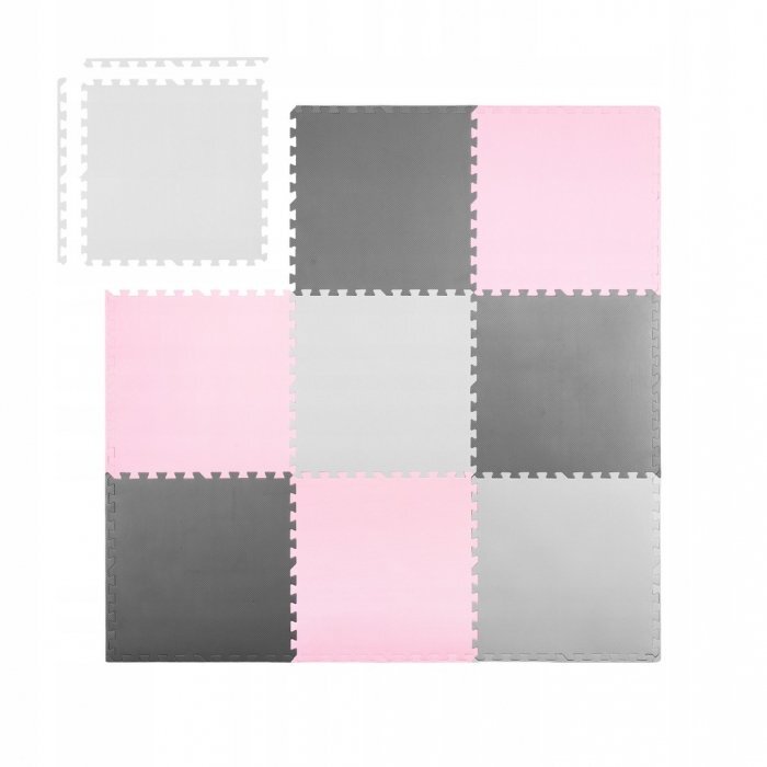 Ricokids Covoras de joaca puzzle 180 x 180 cm RozGri cu 9pieserealizat din spuma EVA inodoraantiderapantrezistent la apausor de curatatconfiguratii multipleutilizare cresegradinite