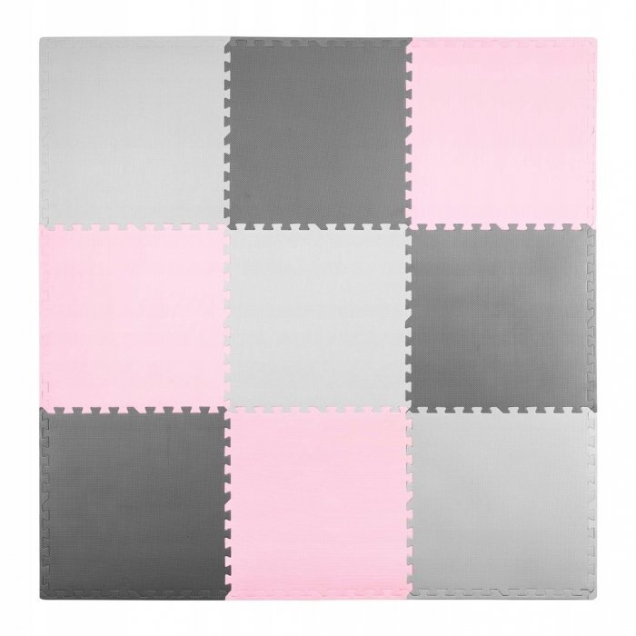 Ricokids Covoras de joaca puzzle 180 x 180 cm RozGri cu 9pieserealizat din spuma EVA inodoraantiderapantrezistent la apausor de curatatconfiguratii multipleutilizare cresegradinite